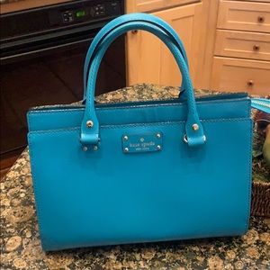 Kate Spade turquoise handbag with exterior pocket